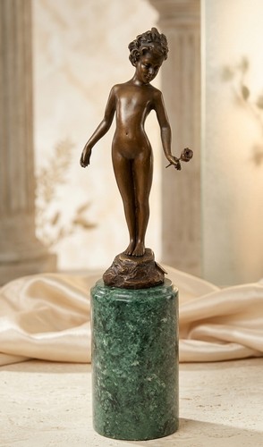 Statua bronzo ragazza con - statua,