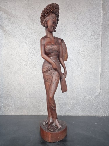 Statua donna balinese legno - statua, in